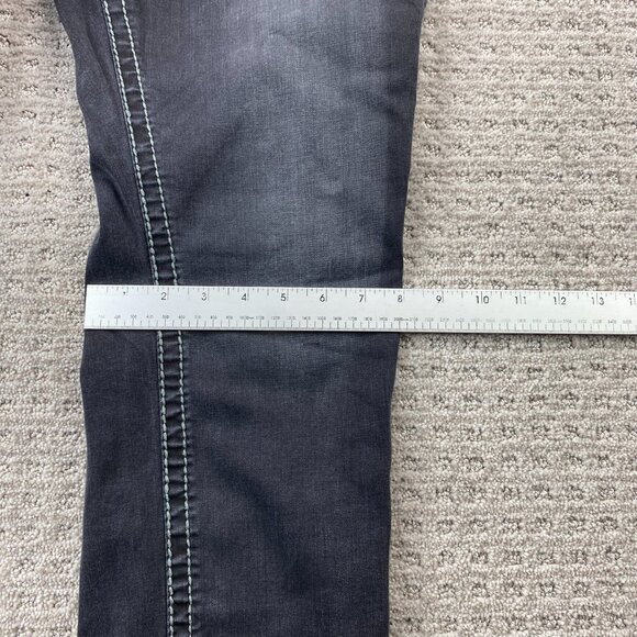 Suko Jeans Women Size 16 Black Dazzled Rhinestones Faded Washed Denim Black - Picture 12 of 13